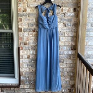 Samantha Paige blue bridesmaid/formal dress   Tie neck. Zip back